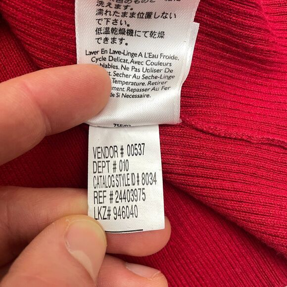 Eddie Bauer Stretch Pullover Sweater Women Large Red Black V-Neck Cashmere Blend - Picture 5 of 12